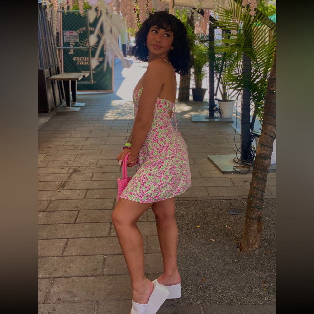 Floral Pink Spaghetti Strap Dress 🌺🌷🌸